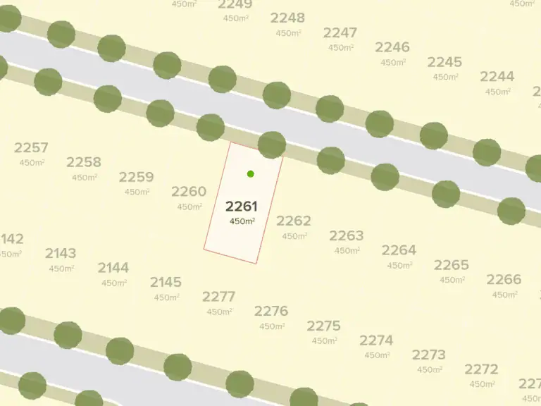 Map of property plot 2261 at Ashbourne Moss Vale with surrounding plots.